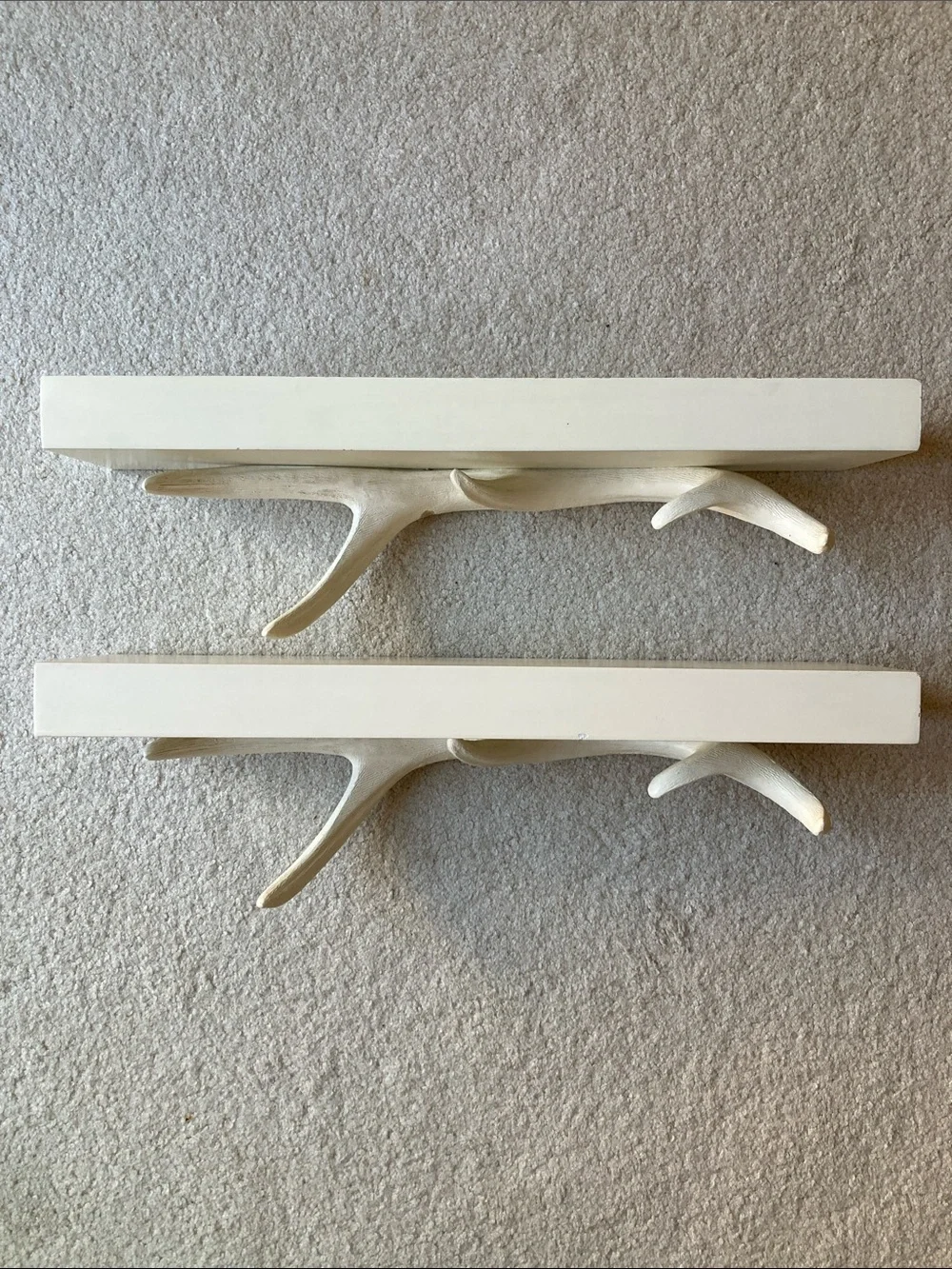 West Elm white antler shelves